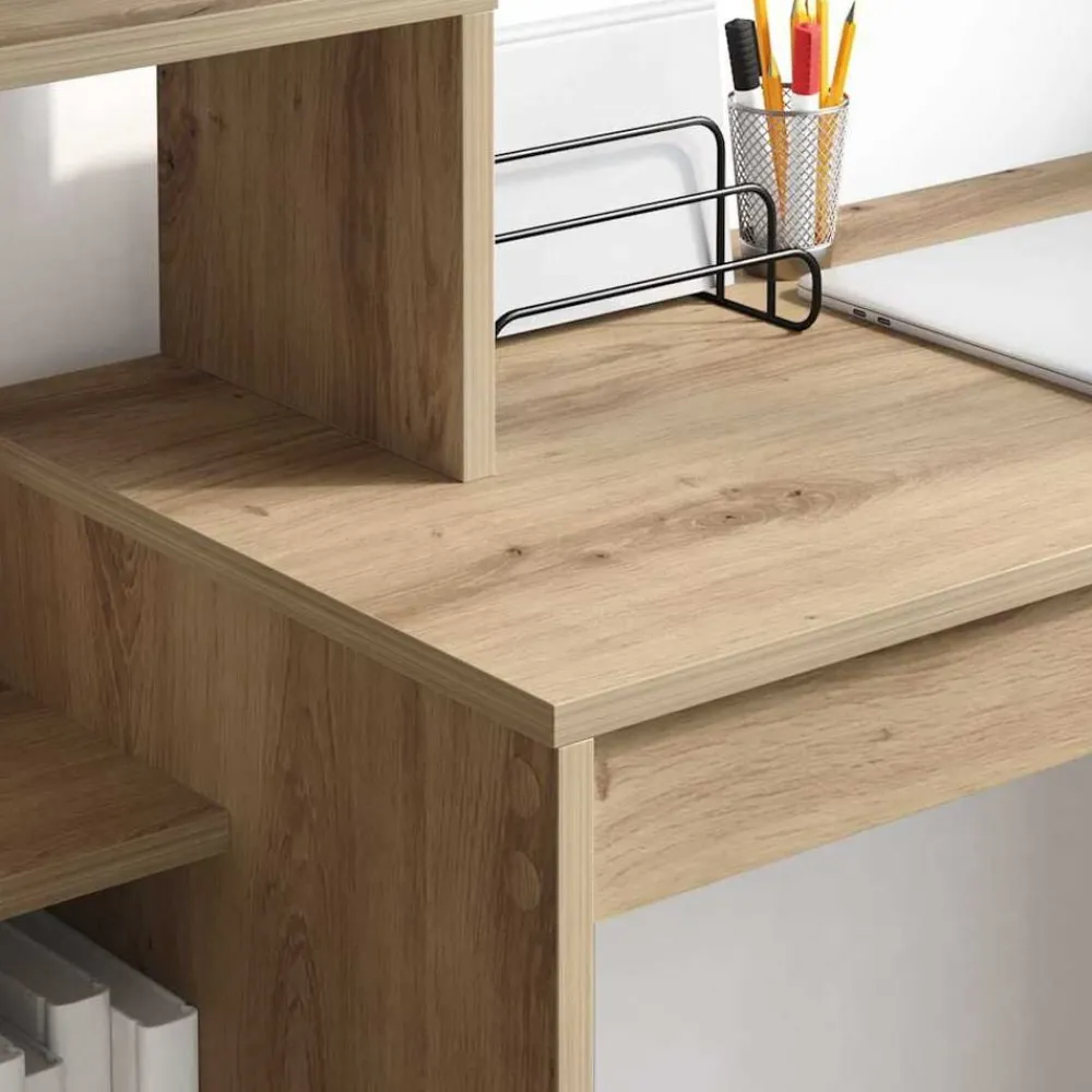 vidaXL Mobiliario De Oficina-Escritorio con estante Roble artesanal 100 x 40 x 90 cm