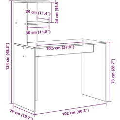 vidaXL Mobiliario De Oficina-Escritorio con estante 102 x 50 x 124 cm Madera de ingeniería