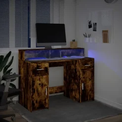 vidaXL Mobiliario De Oficina-Escritorio con LED madera ingeniería 120x55x91 cm
