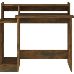 vidaXL Escritorio con LED madera ingeniería 97x45x90 cm Roble ahumado Sale