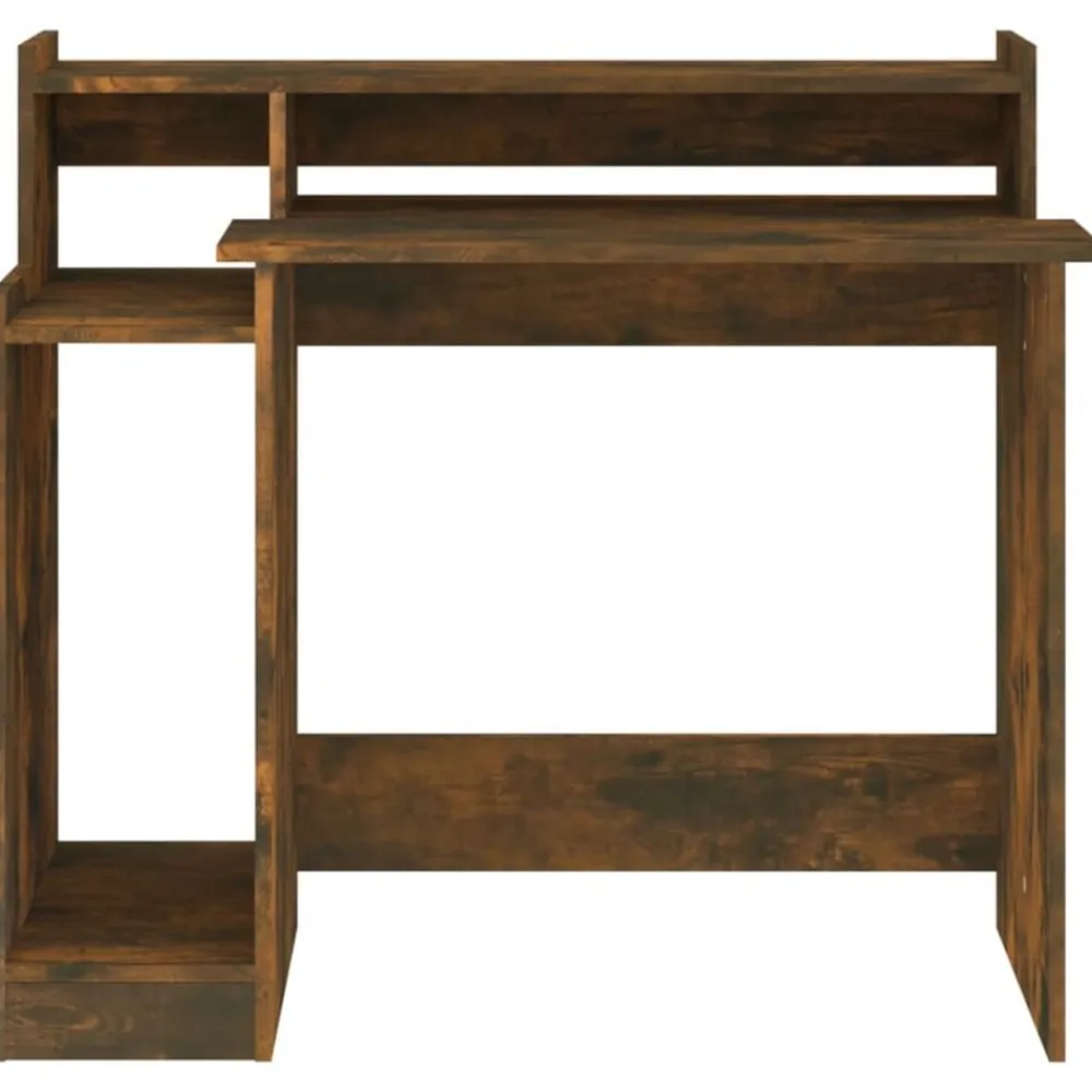 vidaXL Escritorio con LED madera ingeniería 97x45x90 cm Roble ahumado Sale