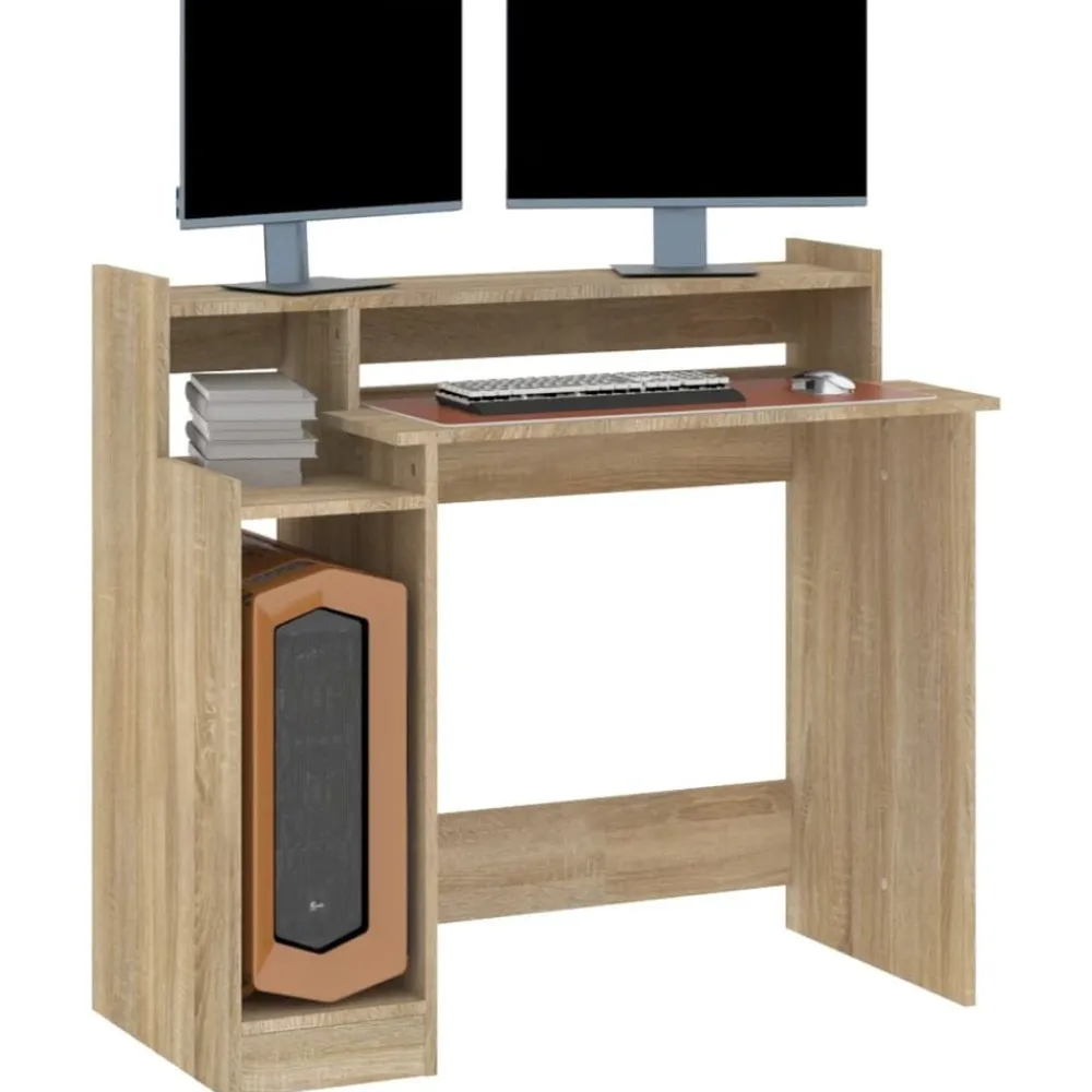 vidaXL Mobiliario De Oficina-Escritorio con LED madera contrachapada 97x45x90cm