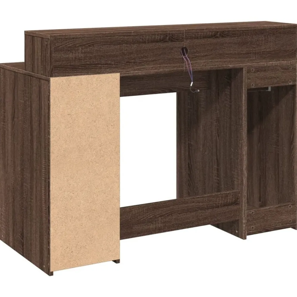 vidaXL Mobiliario De Oficina-Escritorio con LED madera ingeniería marrón roble 120x55x91 cm