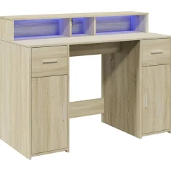 vidaXL Mobiliario De Oficina-Escritorio con LED madera ingeniería 120x55x91 cm