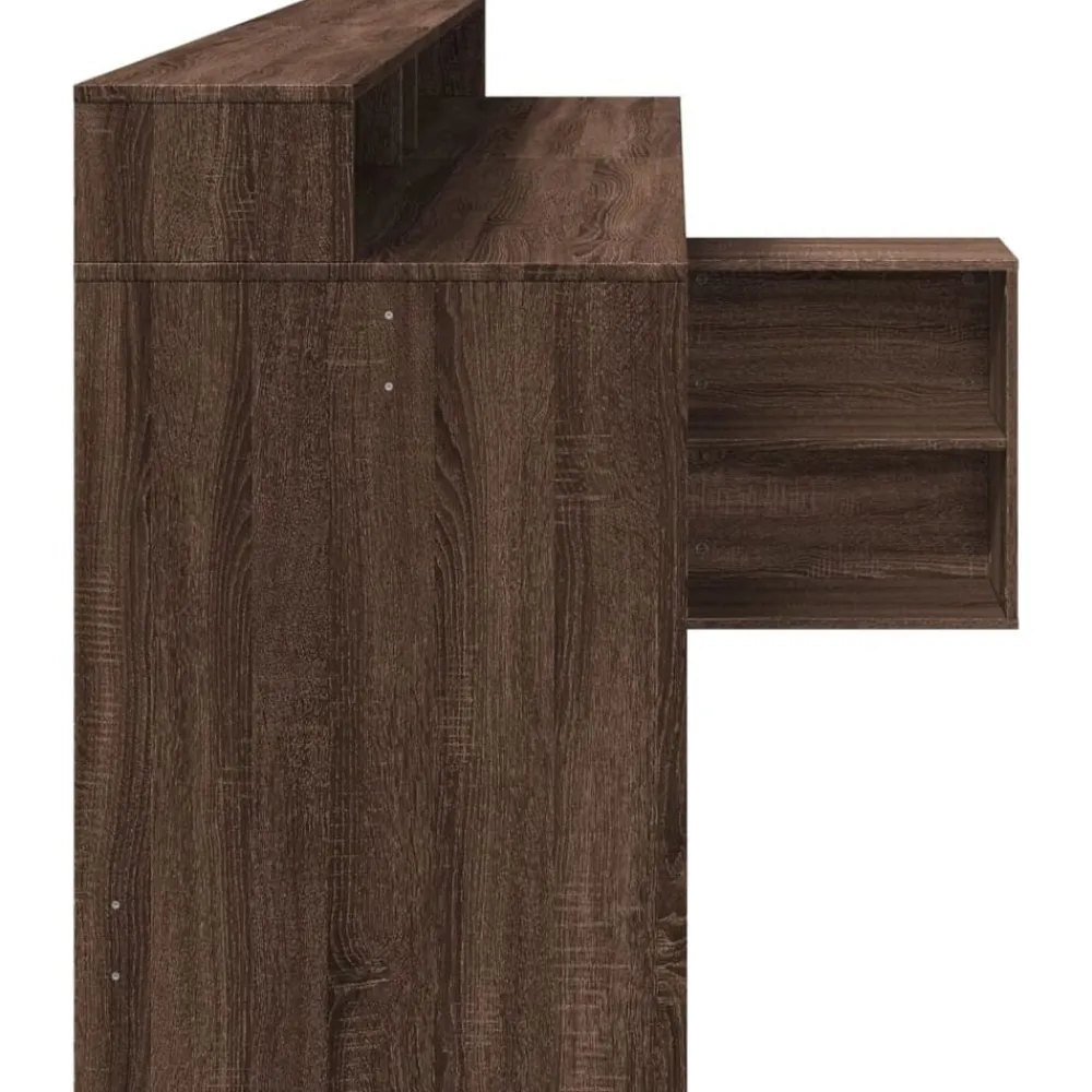 vidaXL Escritorio con LED madera ingeniería marrón roble 200x104x91 cm Marrón roble Clearance