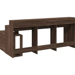 vidaXL Escritorio con LED madera ingeniería marrón roble 200x104x91 cm Marrón roble Clearance