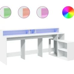 vidaXL Mobiliario De Oficina-Escritorio con luz LED madera ingeniería 200x104x91 cm