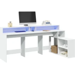 vidaXL Mobiliario De Oficina-Escritorio con luz LED madera ingeniería 200x104x91 cm
