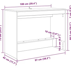 vidaXL Escritorio de Cama Gris Concreto 100 x 45 x 75 cm Gris hormig&oacute;n Online