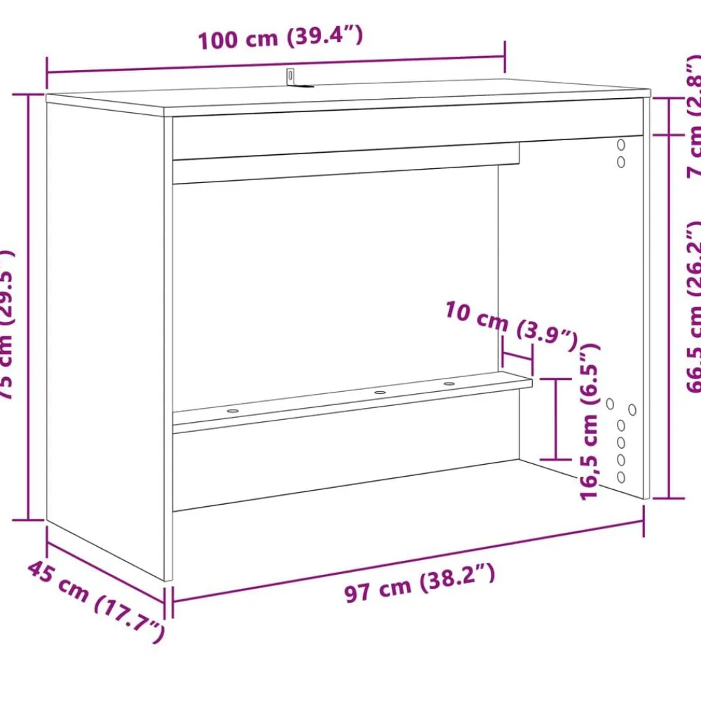 vidaXL Mobiliario De Oficina-Escritorio de Cama 100 x 45 x 75 cm