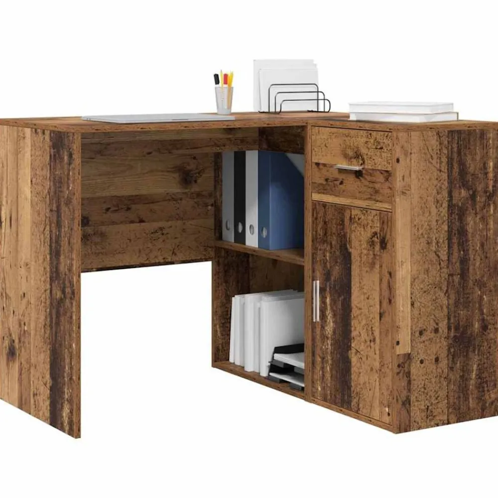 vidaXL Escritorio de Esquina con cajón Madera vieja 102 x 88 x 75 cm Madera envejecida Hot