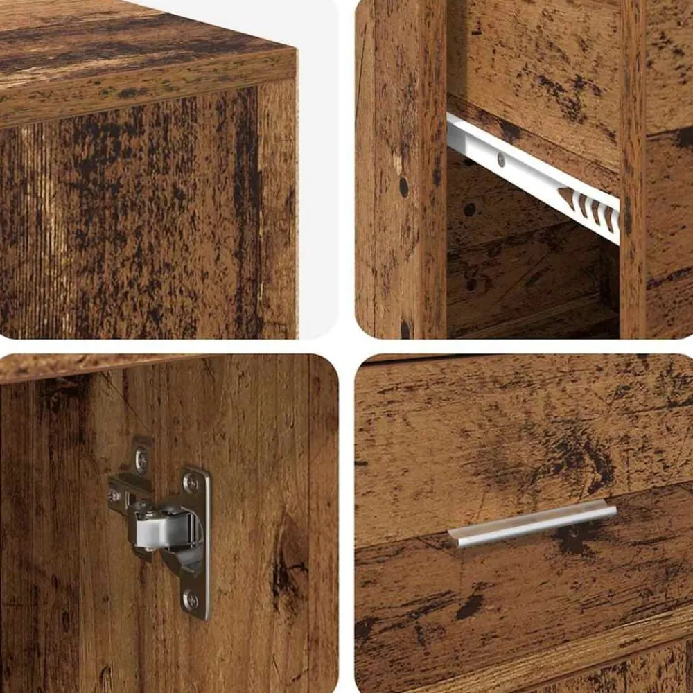 vidaXL Escritorio de Esquina con cajón Madera vieja 102 x 88 x 75 cm Madera envejecida Hot