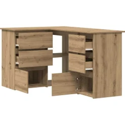 vidaXL Escritorio de esquina madera contrachapada 145x100x76 cm Roble artisan New
