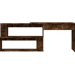 vidaXL Escritorio de esquina contrachapada 200x50x76 cm Roble ahumado Sale