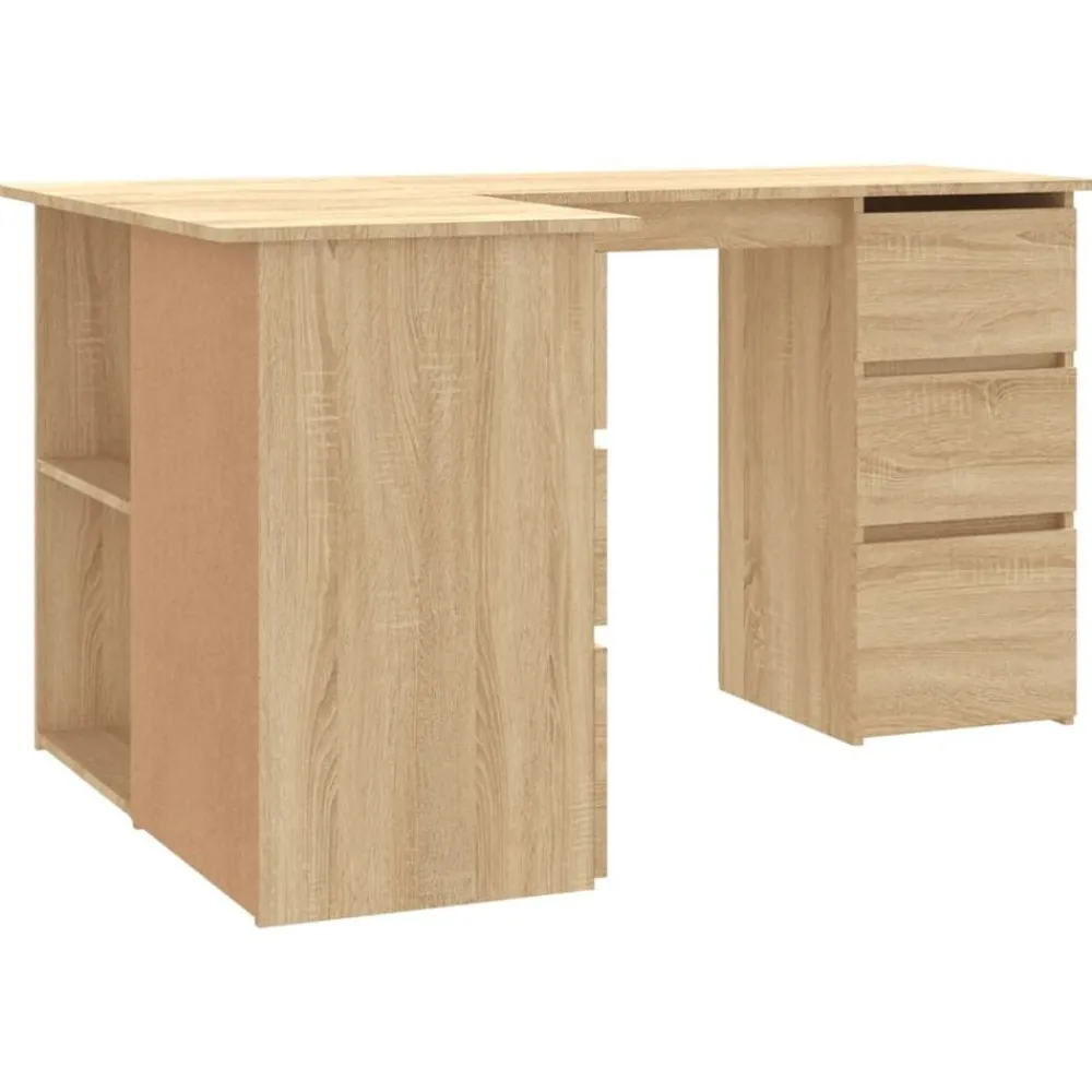 vidaXL Mobiliario De Oficina-Escritorio de esquina contrachapada color roble 145x100x76cm