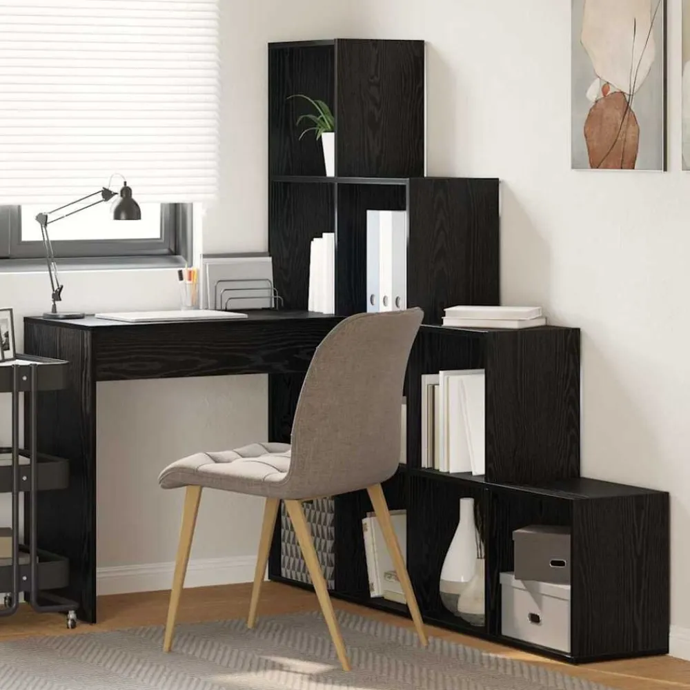 vidaXL Escritorio de Esquina 101,5 x 149,5 x 149,5 cm Roble negro Clearance