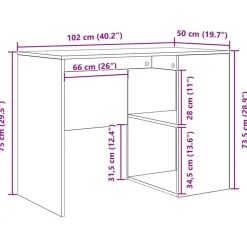 vidaXL Mobiliario De Oficina-Escritorio de Esquina con cajón 102 x 88 x 75 cm