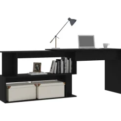 vidaXL Escritorio de esquina madera contrachapada 200x50x76 cm Negro Best