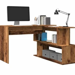 vidaXL Mobiliario De Oficina-Escritorio de esquina madera contrachapada madera envejecida