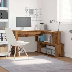 vidaXL Mobiliario De Oficina-Escritorio de esquina madera contrachapada madera envejecida