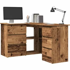 vidaXL Mobiliario De Oficina-Escritorio de esquina madera contrachapada madera envejecida