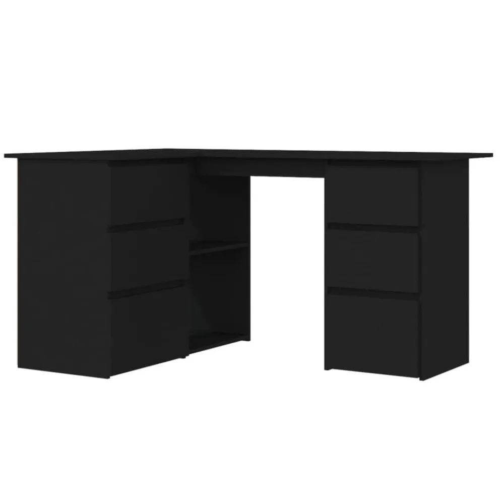vidaXL Escritorio de esquina madera contrachapada 145x100x76 cm Negro Sale