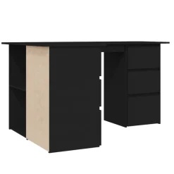 vidaXL Escritorio de esquina madera contrachapada 145x100x76 cm Negro Sale