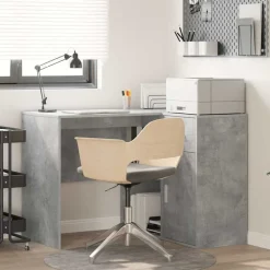 vidaXL Mobiliario De Oficina-Escritorio de Esquina con cajón Gris Concreto 102 x 88 x 75 cm