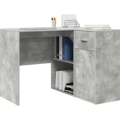 vidaXL Mobiliario De Oficina-Escritorio de Esquina con cajón Gris Concreto 102 x 88 x 75 cm
