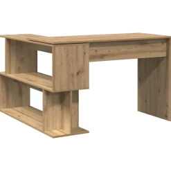 vidaXL Escritorio de esquina madera contrachapada 200,5x50x76 cm Roble artisan