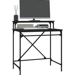 vidaXL Mobiliario De Oficina-Escritorio de hierro y madera contrachapada 80x50x90 cm