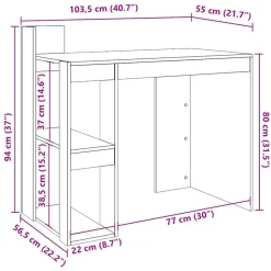 vidaXL Mobiliario De Oficina-Escritorio de madera de ingeniería 103,5x56,5x94 cm