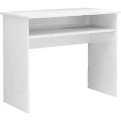 vidaXL Mobiliario De Oficina-Escritorio de madera contrachapada blanco brillo 90x50x74 cm
