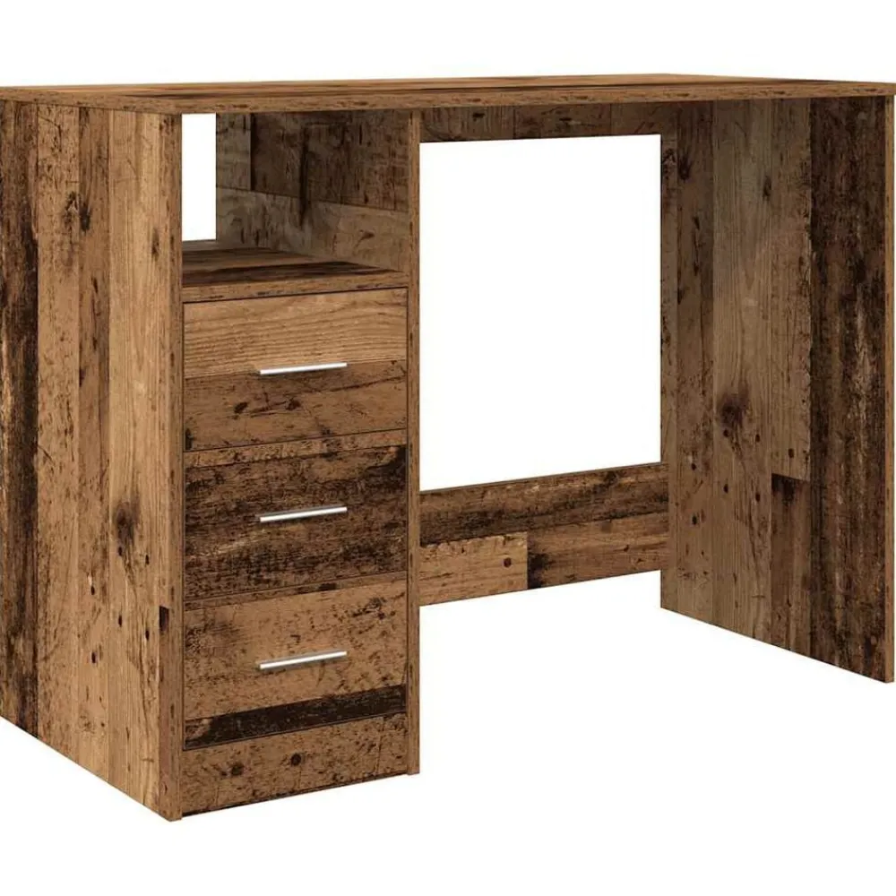 vidaXL Escritorio de madera ingeniería madera envejecida 102x50x76 cm Madera antigua