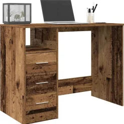 vidaXL Escritorio de madera ingeniería madera envejecida 102x50x76 cm Madera antigua