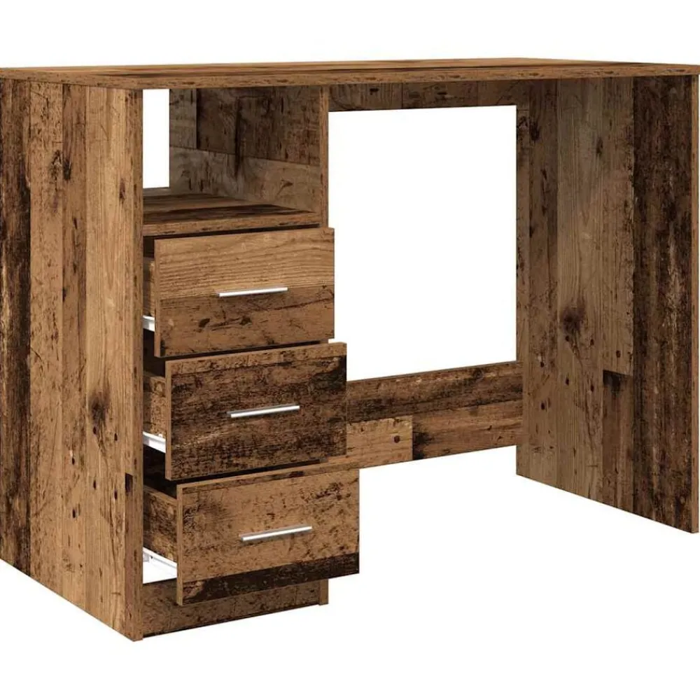 vidaXL Escritorio de madera ingeniería madera envejecida 102x50x76 cm Madera antigua
