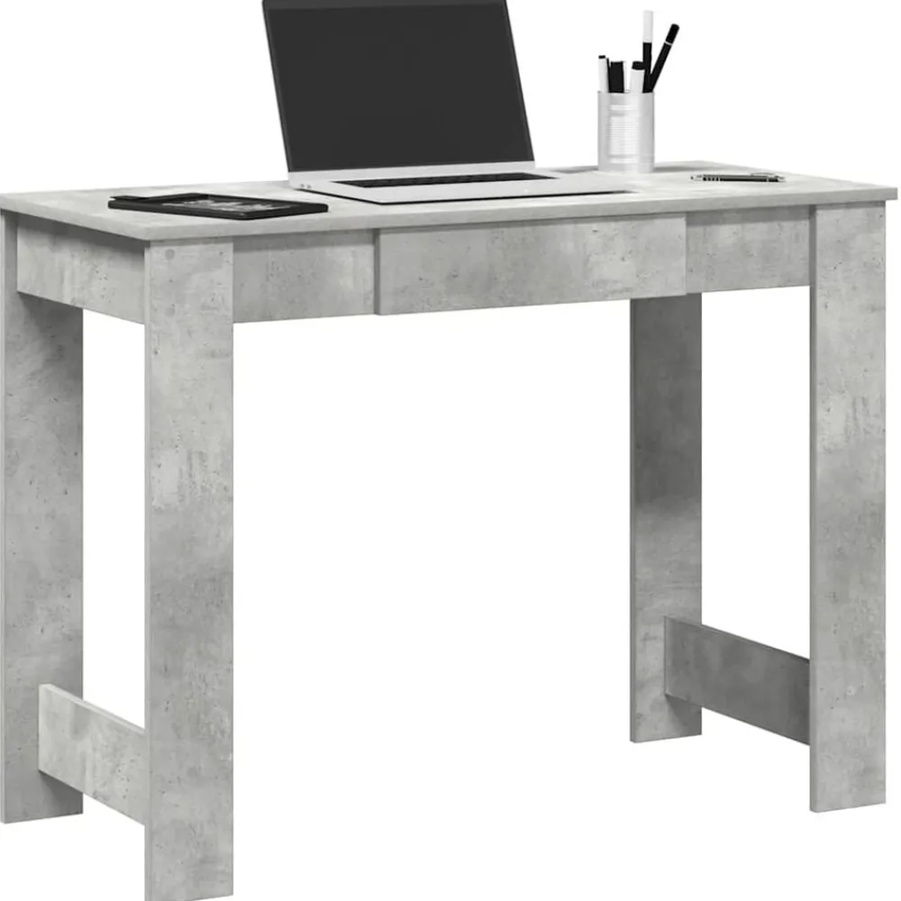 vidaXL Mobiliario De Oficina-Escritorio de madera contrachapada gris hormigón 100x45x75 cm