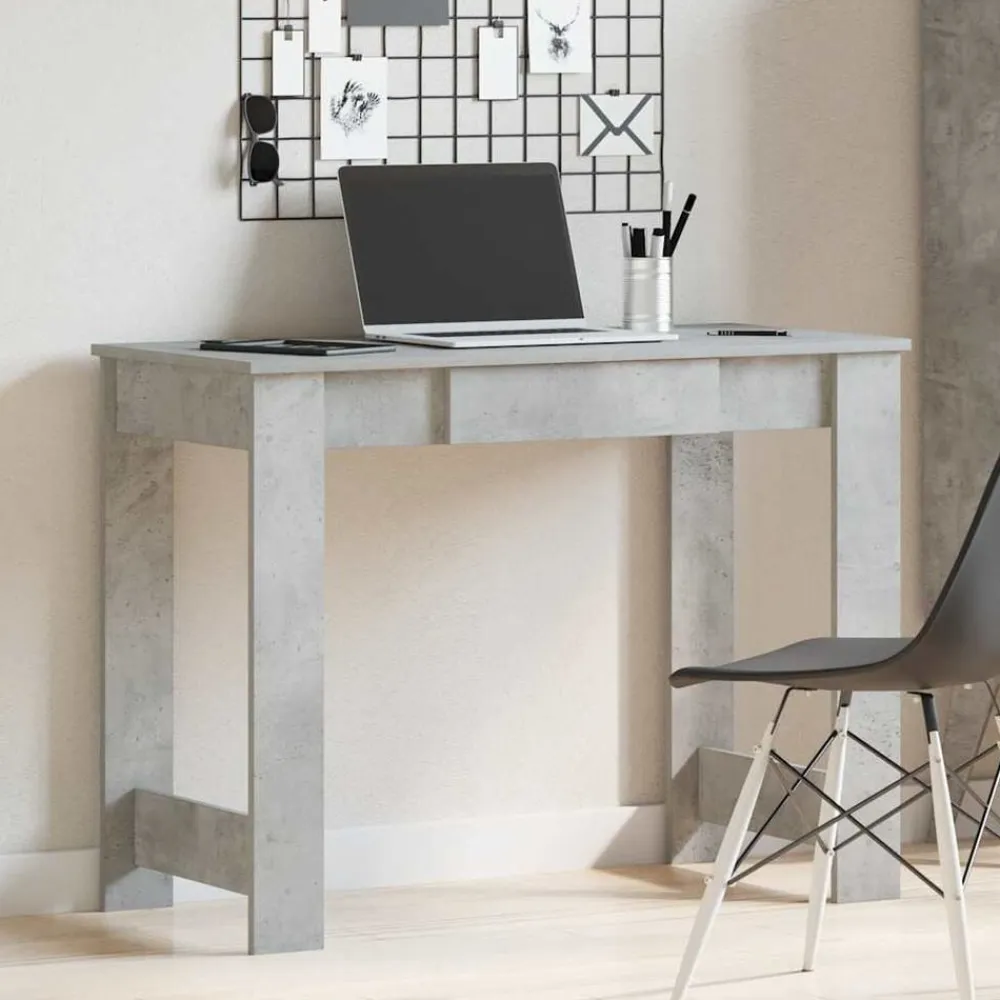 vidaXL Mobiliario De Oficina-Escritorio de madera contrachapada gris hormigón 100x45x75 cm
