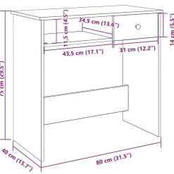 vidaXL Mobiliario De Oficina-Escritorio de madera contrachapada 80x40x75 cm