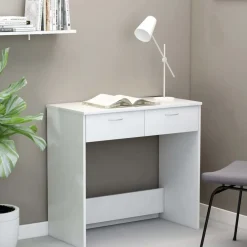 vidaXL Escritorio de madera contrachapada 80x40x75 cm Blanco Clearance