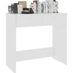 vidaXL Escritorio de madera contrachapada 80x40x75 cm Blanco Clearance