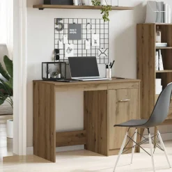 vidaXL Escritorio de madera de ingeniería 100x50x76 cm Roble artisan Outlet