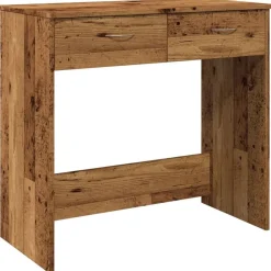 vidaXL Escritorio de madera ingeniería madera envejecida 80x40x75 cm Madera antigua Discount