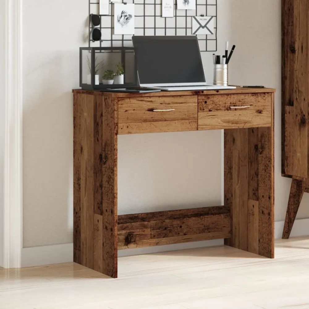 vidaXL Escritorio de madera ingeniería madera envejecida 80x40x75 cm Madera antigua Discount