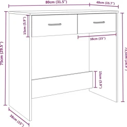 vidaXL Mobiliario De Oficina-Escritorio de madera contrachapada 80x40x75 cm