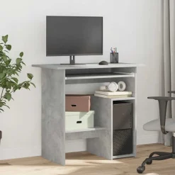 vidaXL Escritorio de madera contrachapada gris hormigón 80x45x74 cm Gris hormig&oacute;n