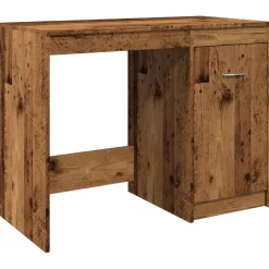 vidaXL Escritorio de madera de ingeniería envejecida 100x50x76 cm Madera antigua Sale