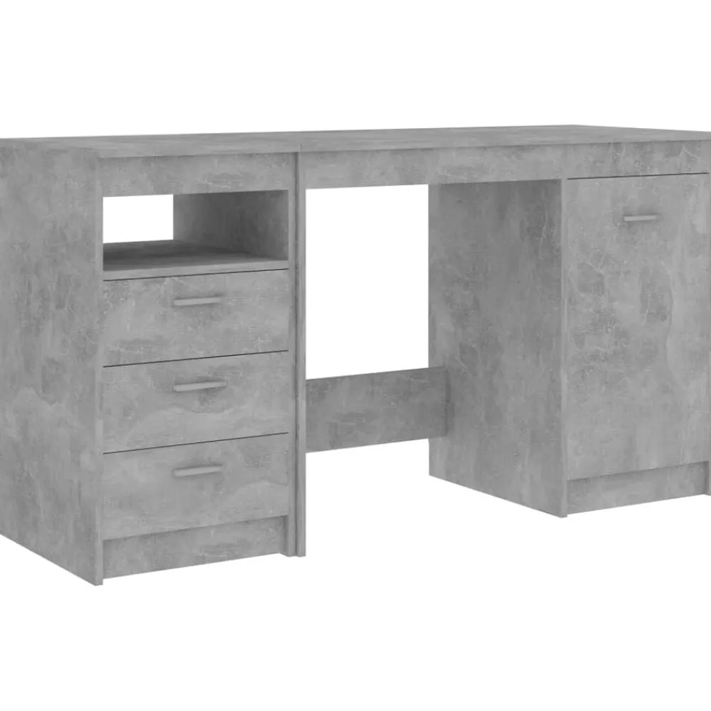 vidaXL Mobiliario De Oficina-Escritorio de madera de ingeniería gris hormigón 140x50x76 cm