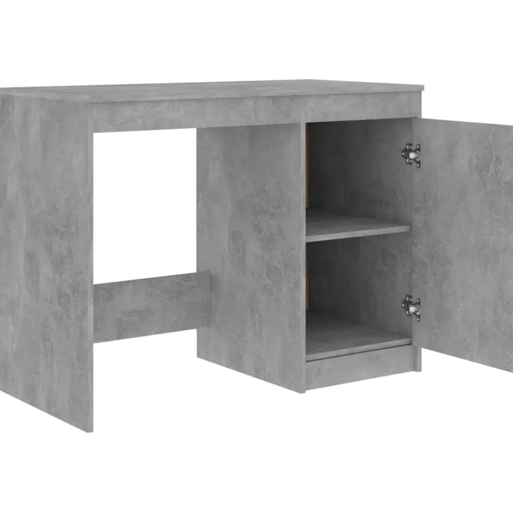 vidaXL Mobiliario De Oficina-Escritorio de madera de ingeniería gris hormigón 140x50x76 cm