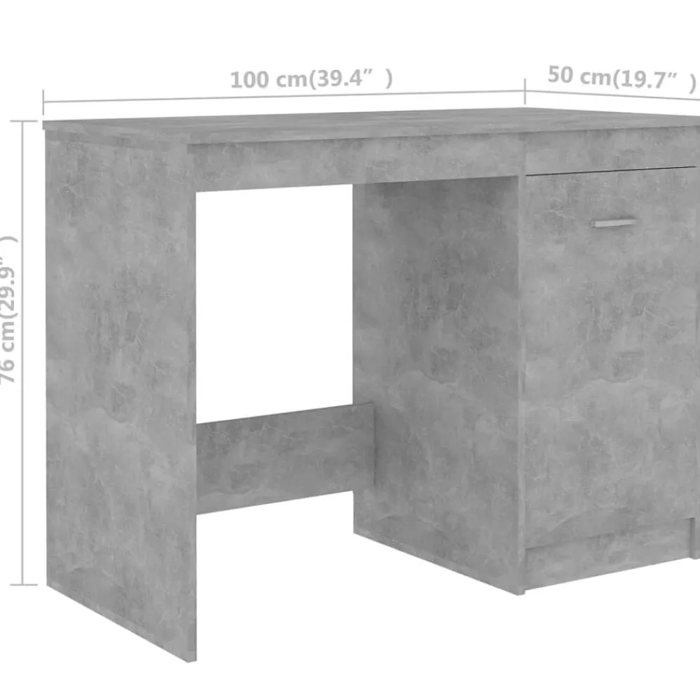 vidaXL Mobiliario De Oficina-Escritorio de madera de ingeniería gris hormigón 140x50x76 cm